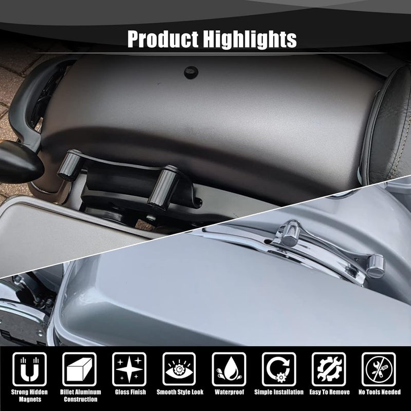 Goldfire Harley Docking Hardware Covers Kit Detachable Magnet 4 Point Caps for Touring Street Glide Electra Glide Road Glide Road King 2009-2024 Accessories (4 PCS Chrome) - Image 2